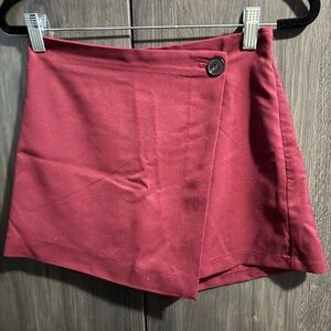 H&M Burgundy Skort with Button Detail